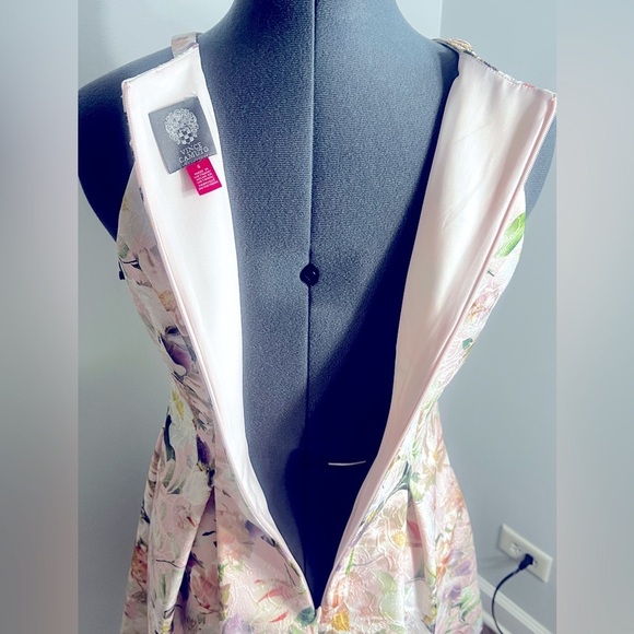 NWT Vince Camuto Sz 6 Pink Jacquard Floral Halter Fit & Flare Dress w/ Pockets - Picture 11 of 16